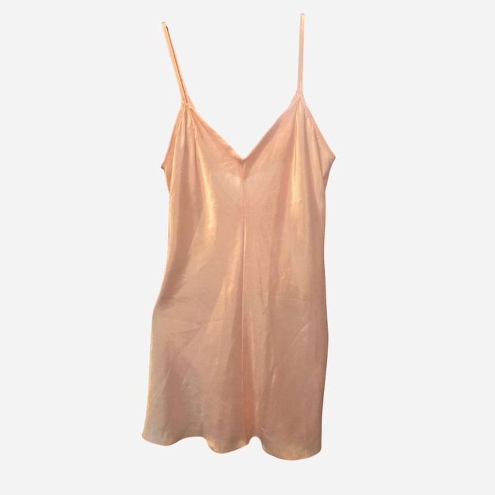 WOMENS VINTAGE PINK SATIN SLIP‎ SIZE XS